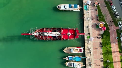 Pirate Harbor aerial view Turkey Alanya 4 K