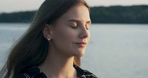 Wonderful Woman with a Lovely Look and Natural Make Up Looking at Camera