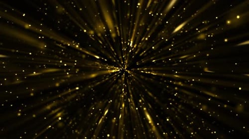 Golden Shimmering Particles Background with Light Rays