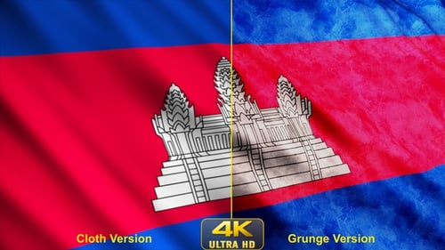Grunge Waving Flag of Cambodia