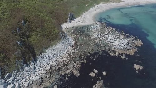 Aerial Shot of Coastline Bay with the Rocks and Cliffs
