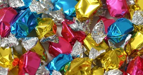 Colorful Foil Wrapped Candies Close Up