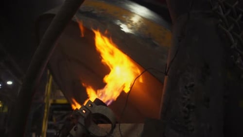 Close up of firing process in the hot shop