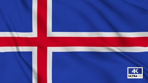 Waving Flag of Iceland Loopable Animation