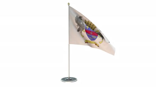Guadeloupe Flag Waving on Pole 3D Animation