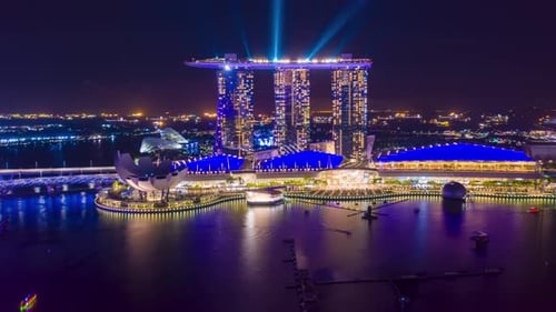 aerial view hyperlapse 4k video of Singapore City Skyline.