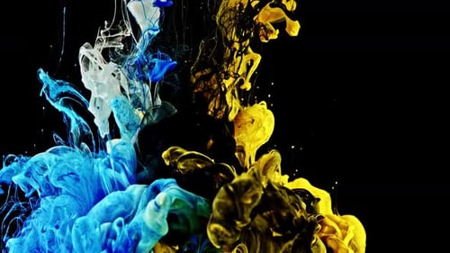 Colorful Paint Streams Swirling on Black Background