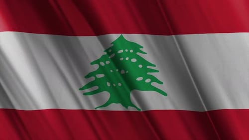 Realistic Waving Lebanon Flag with Cedar Tree