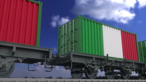 Contenedores con la bandera de Italia