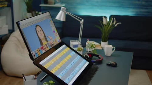 Nobody in Photography Editing Studio with Computer