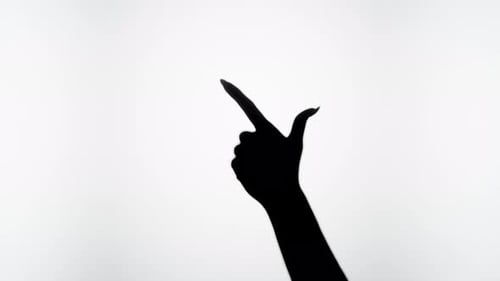 Counting Hand Silhouette on White Background