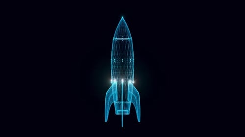 Glowing Futuristic Wireframe Rocket Scan Animation