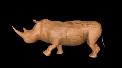 Walking Wooden Rhino 3D Animation Seamless Loop