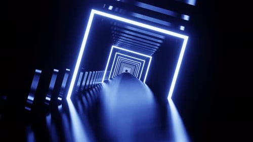 Light Blue Neon Tunnel Background New Vj Loop 4K