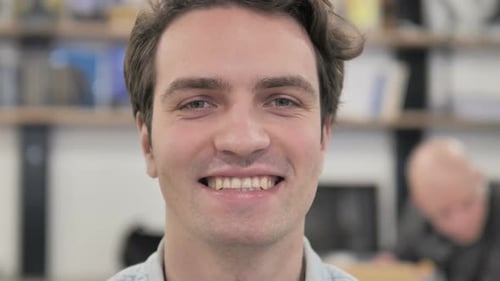 Close Up of Smiling Creative Man Face Happy