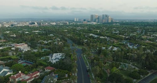 Neighborhood of Beverly Hills as Seen From Drone, Daytime Shot of Upscale Los Angeles Neighborhood