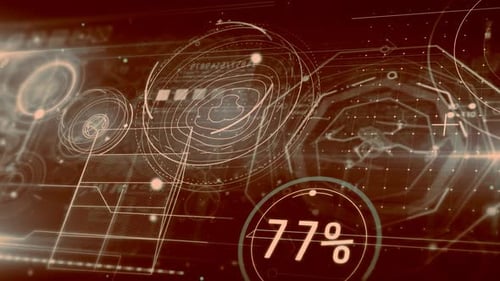 Futuristic HUD with Interactive Data Display and Global Network Analysis