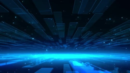 Technology Fly Through Tech Background