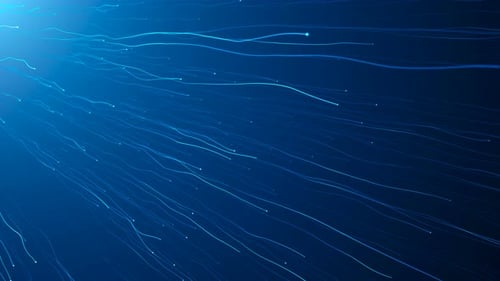 Abstract Blue Flowing Lines and Particles Background