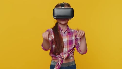 Child Enjoys Virtual Reality Experience with VR Headset