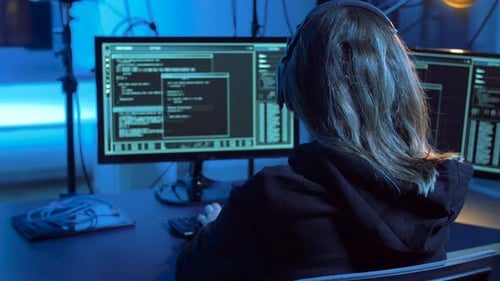 Hacker Creating Computer Virus for Cyber Attack