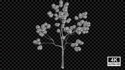 Modern Silver Tree Growth Animation with Metallic Spheres