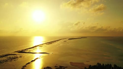 Aerial drone view panorama of exotic seashore beach journey by blue sea and bright sand background o