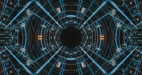 Futuristic Digital Grid Tunnel Loop Background