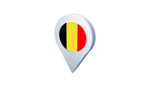 Animated 3D Location Pin with Belgium Flag