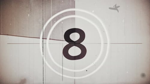 Retro Film Leader Countdown with Scratches and Dust