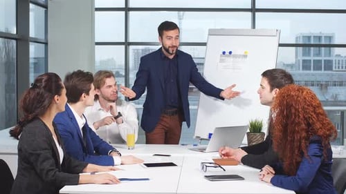 Business Team Meeting in Modern Urban Office