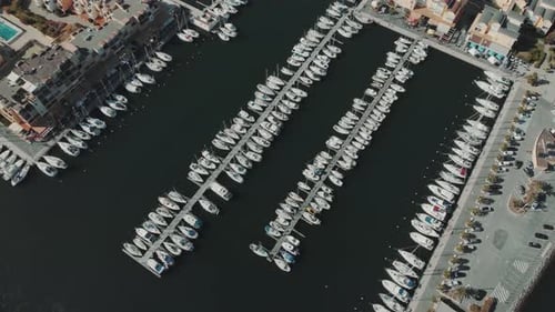 Aerial Drone View of Marina for Boats and Tourist Yachts
