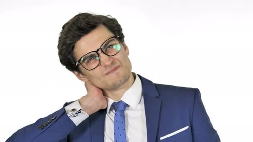 Man in Suit Massaging Stiff Neck