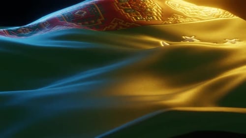 Realistic Turkmenistan National Flag Waving Seamless Loop