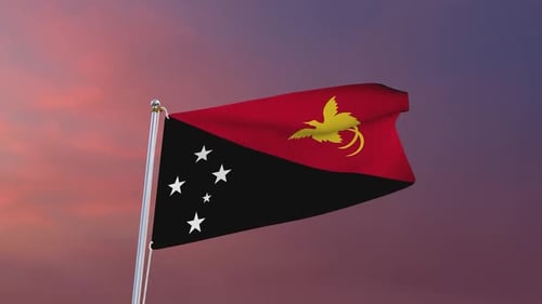 Realistic Waving Papua New Guinea Flag Animation