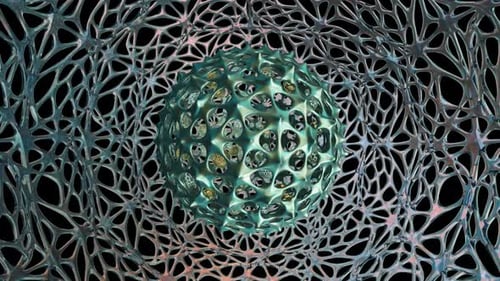 Sci\_Fi Stachelige Kugel rotiert auf einem Web-Hintergrund