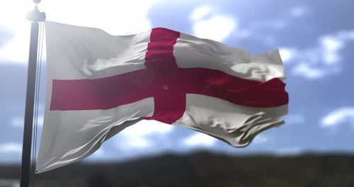 England Flag Waving Animation in Sunny Blue Sky
