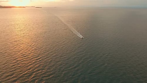 Sunset Boat Sea Beach