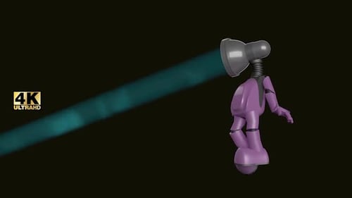 3D Animated Robot with Rotating Spotlight Head