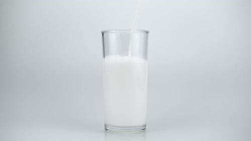 Milk Pouring into a Clear Glass