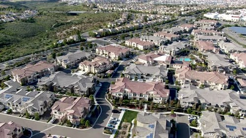 Aerial View of Middle Class Subdivision Neighborhood in San Diego, California