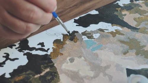 Painting by Numbers on Canvas with Small Brush
