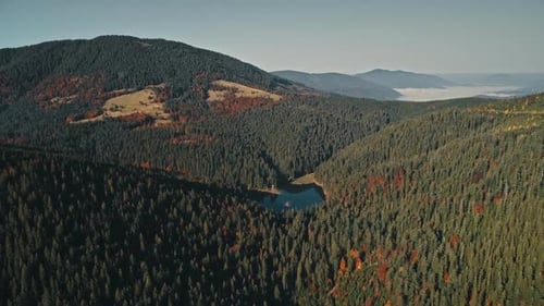 Wonderful Mountain Lake Reflecting Green Forestry Hills