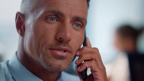 Businessman Having Conversation on Smartphone. Entrepreneur Talking on Phone
