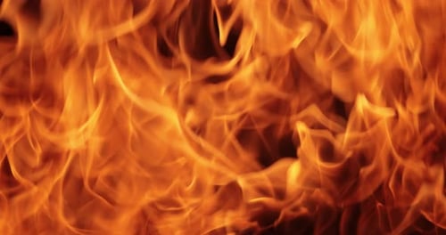 Close Up of Fiery Orange Flames on Black