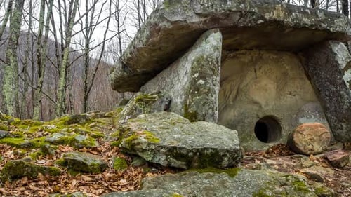 Ancient Stone Dolmen in Forested Nature Setting