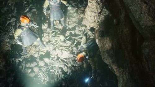 Explorers in Hazmat Suits Discover Ancient Human Remains in Dark Cave