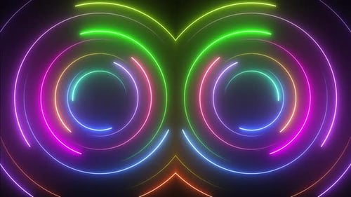 Glowing Retro Neon Circles Disco Background Animation
