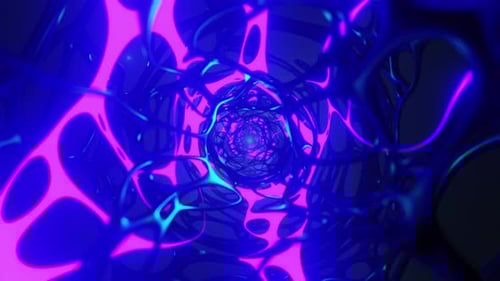 Neon Abstract Tunnel Flythrough Background Animation