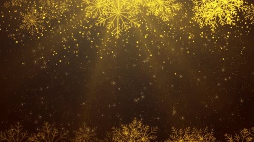Golden Sparkling Snowflakes Winter Holiday Background Animation
